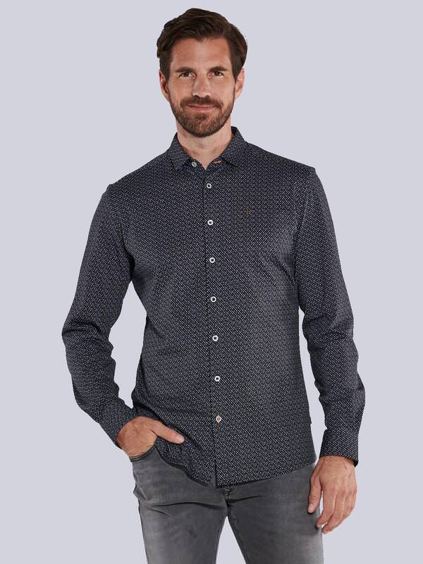 engbers Herren Langarm-Hemd slim fit Schwarz gemustert Haifisch von engbers