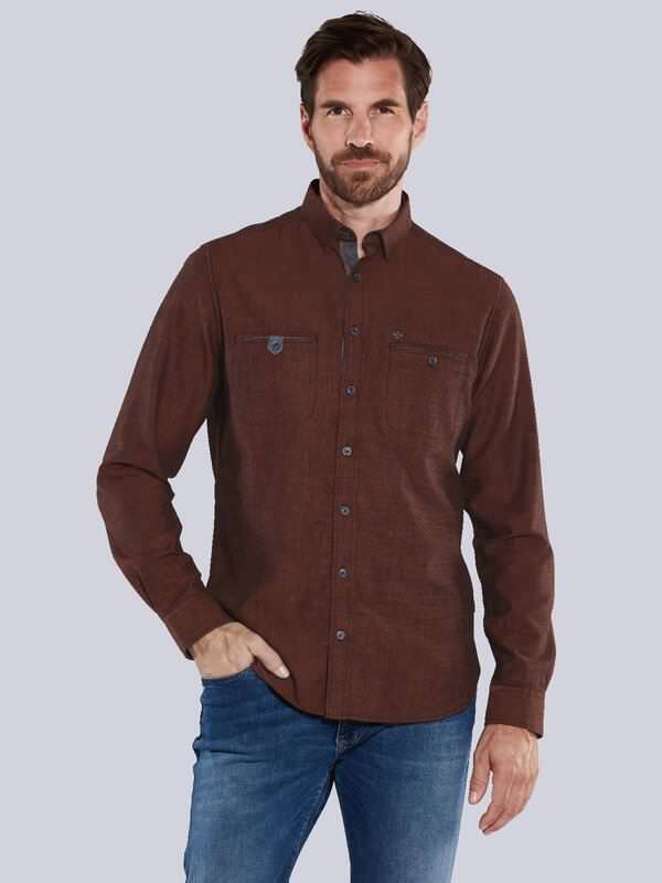 engbers Herren Langarm-Hemd strukturiert Rot regular uni Button Down engbers Herren Langarm-Hemd strukturiert Rot regular uni Button Down von engbers