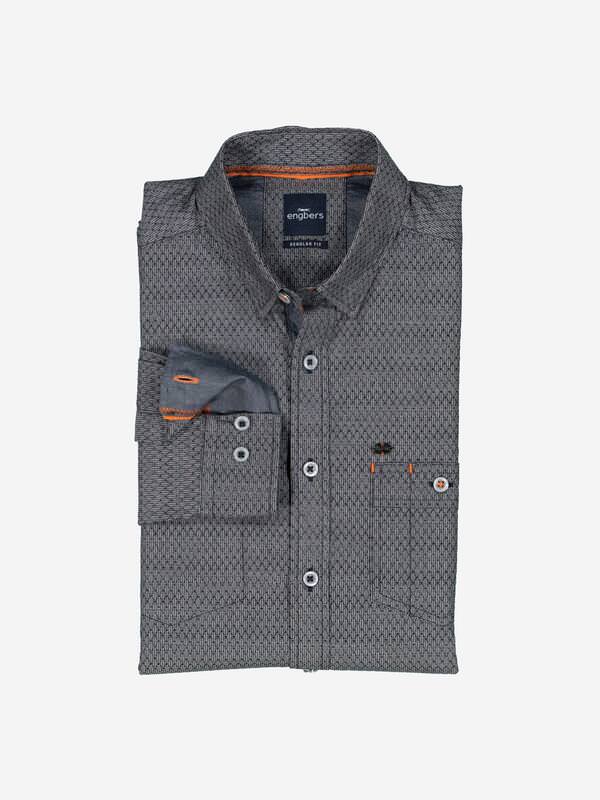 engbers Herren Langarm-Hemd strukturiert grau regular gemustert Button Under engbers Herren Langarm-Hemd strukturiert grau regular gemustert Button Under von engbers