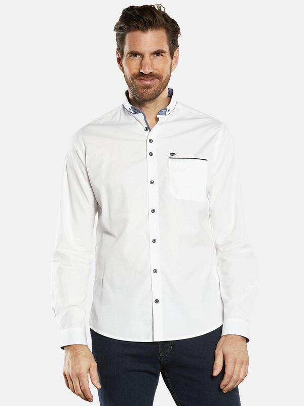 engbers Herren Langarm-Hemd strukturiert weiß regular uni Button Down von engbers