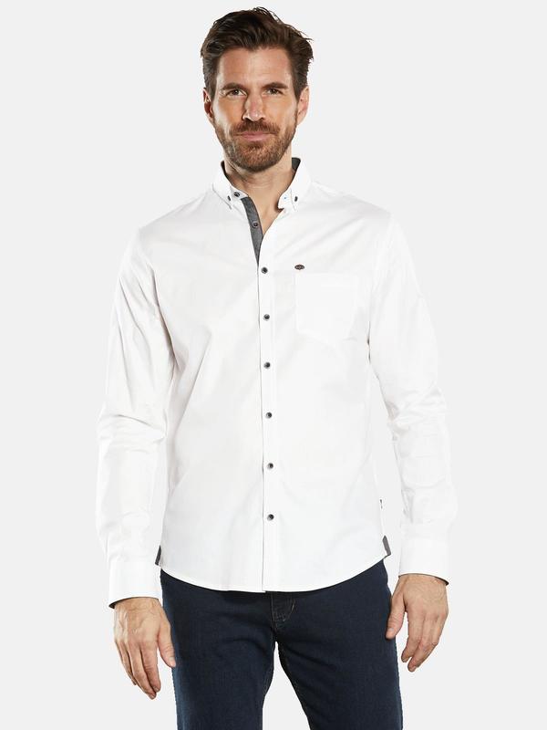 engbers Herren Langarm-Hemd strukturiert weiß regular uni Button Down von engbers