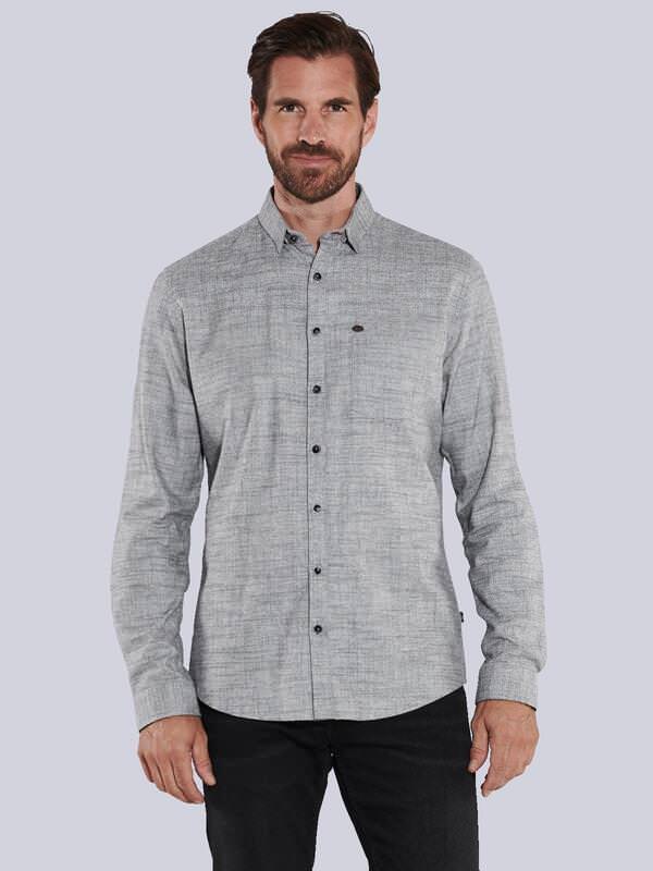 engbers Herren Langarm-Hemd uni Grau regular Button Under von engbers