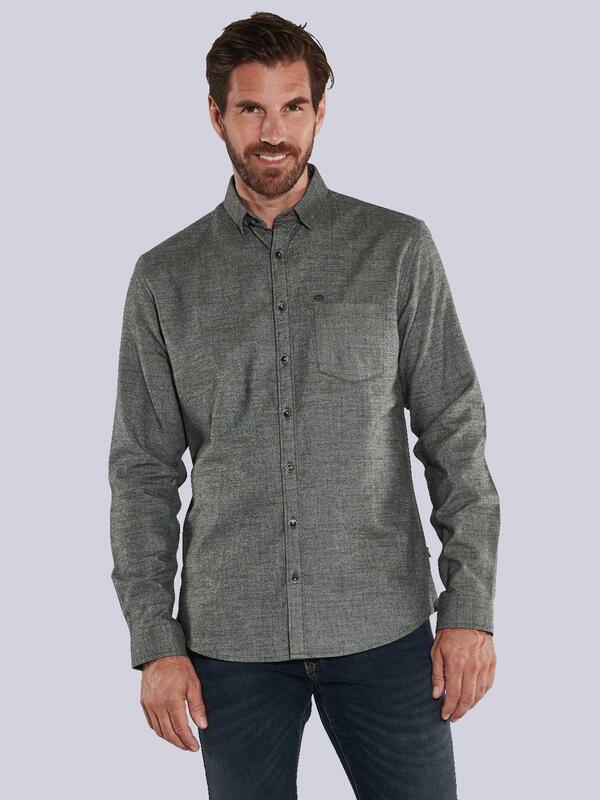 engbers Herren Langarm-Hemd uni Grün regular Button Under von engbers
