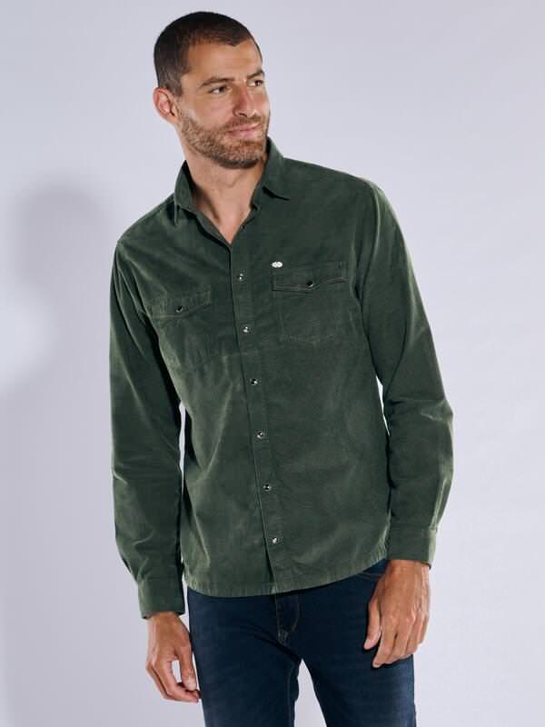 engbers Herren Langarm-Hemd uni Grün regular Kent-Kragen von engbers