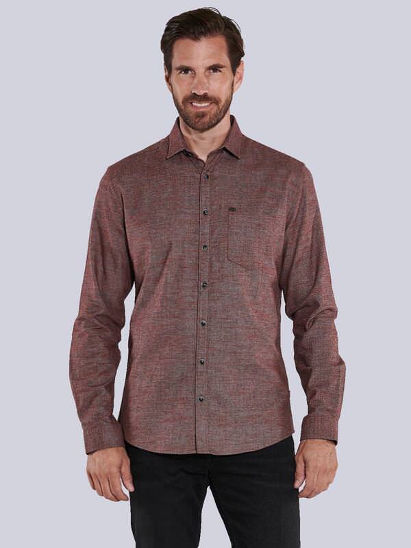 engbers Herren Langarm-Hemd uni Rot regular Button Under von engbers