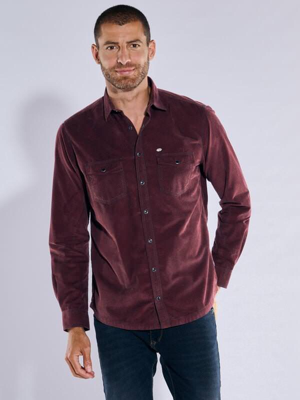 engbers Herren Langarm-Hemd uni Rot regular Kent-Kragen von engbers