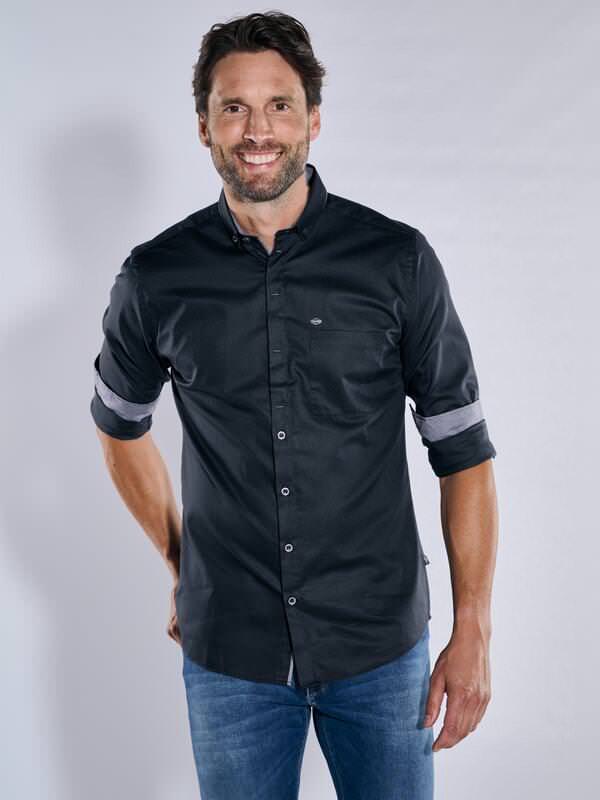 engbers Herren Langarm-Hemd uni Schwarz regular Button Down von engbers