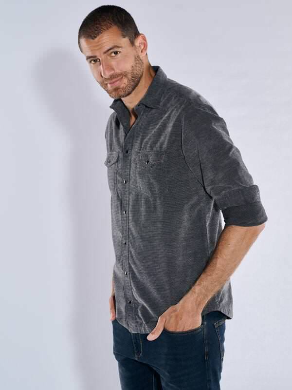 engbers Herren Langarm-Hemd uni Schwarz regular Kent-Kragen von engbers