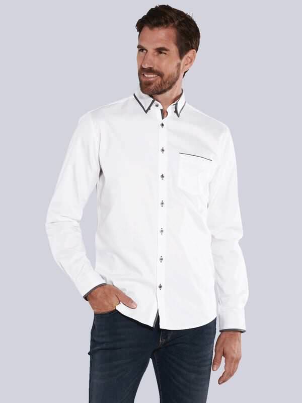 engbers Herren Langarm-Hemd uni Weiß regular Button Under engbers Herren Langarm-Hemd uni Weiß regular Button Under von engbers