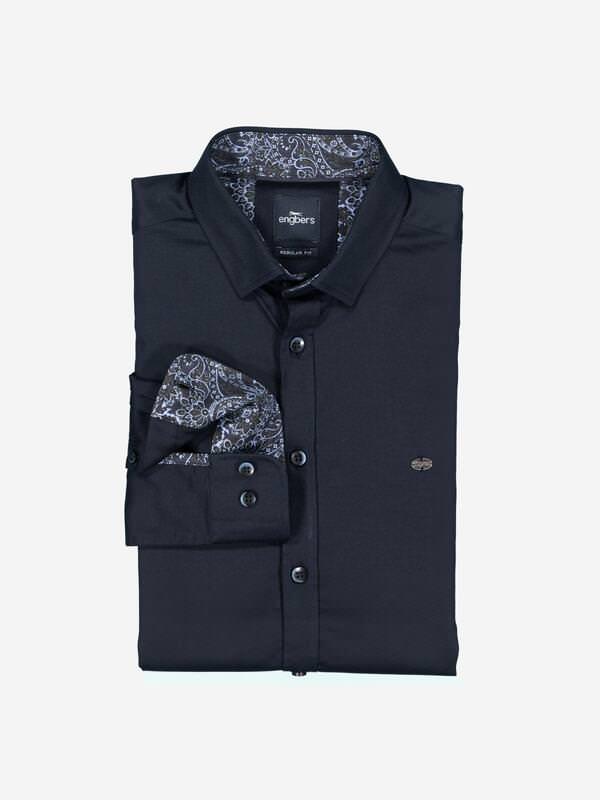 engbers Herren Langarm-Hemd uni blau regular Button Under von engbers