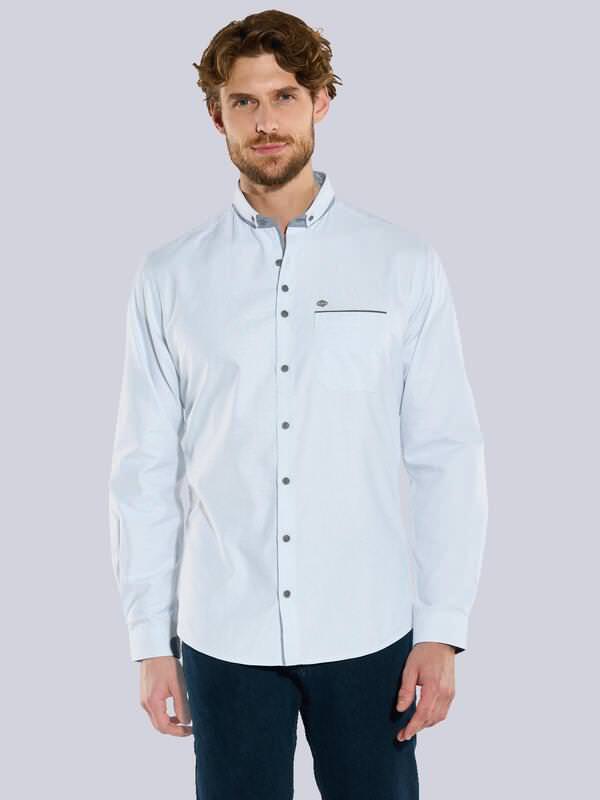 engbers Herren Langarm-Hemd uni blau regular gestreift Button Down von engbers