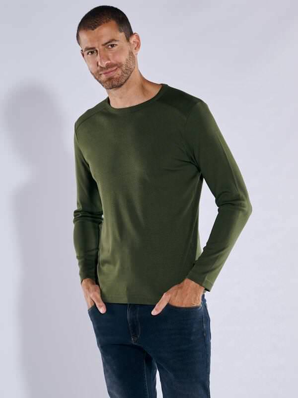 engbers Herren Langarm-Shirt "My Favorite" organic Grün regular uni Rundhals von engbers