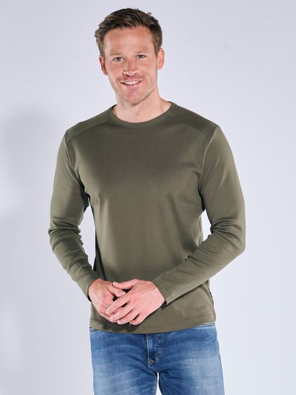 engbers Herren Langarm-Shirt "My Favorite" organic Grün regular uni Rundhals von engbers