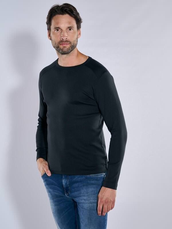 engbers Herren Langarm-Shirt "My Favorite" organic schwarz regular uni Rundhals von engbers