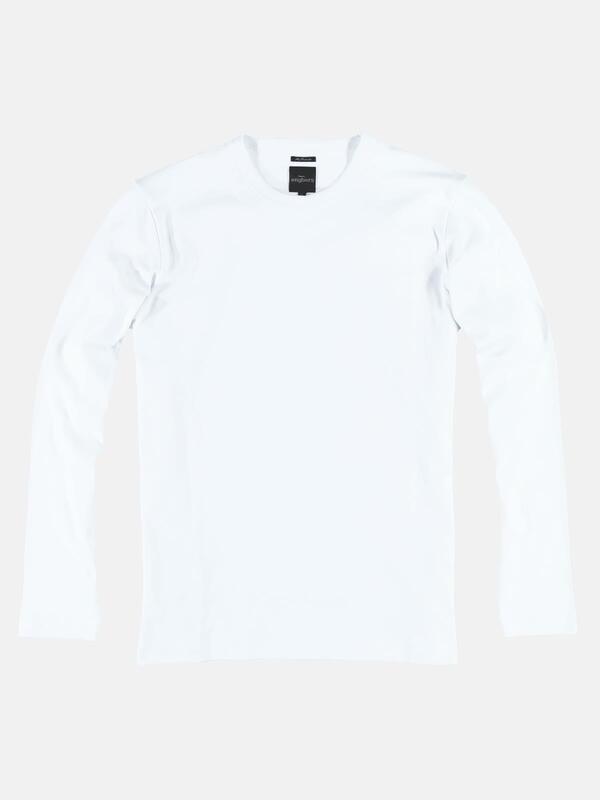 engbers Herren Langarm-Shirt "My Favorite" Weiß slim fit uni Rundhals von engbers