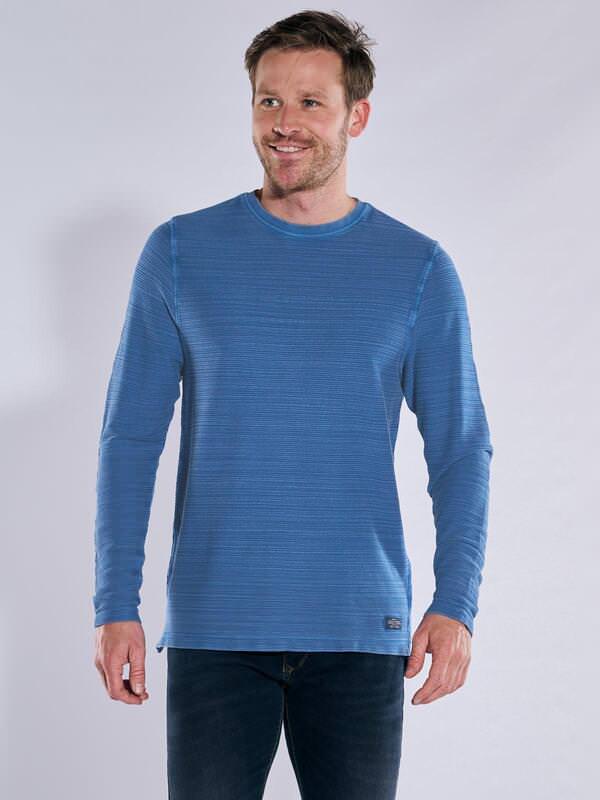 engbers Herren Langarm-Shirt gestreift Blau regular uni Rundhals von engbers