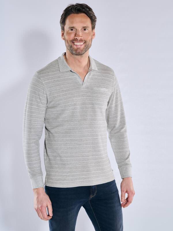 engbers Herren Langarm-Shirt mit Polo-Kragen Grau regular gemustert Kent-Kragen engbers Herren Langarm-Shirt mit Polo-Kragen Grau regular gemustert Kent-Kragen von engbers