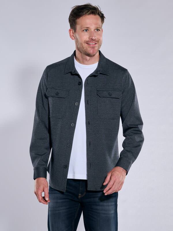 engbers Herren Langarm-Shirt mit Polokragen blau regular uni Knopfleiste von engbers