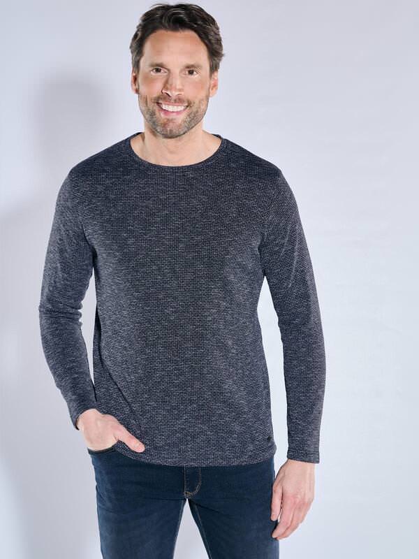 engbers Herren Langarm-Shirt regular Blau gemustert Rundhals von engbers