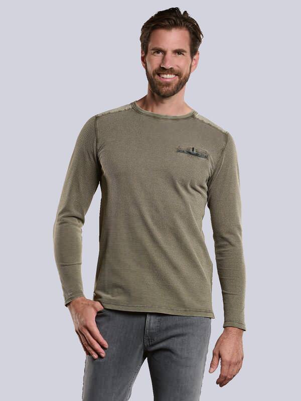 engbers Herren Langarm-Shirt strukturiert Braun regular uni Knopfleiste von engbers