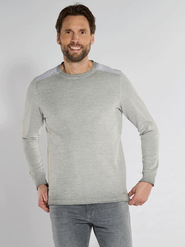 engbers Herren Langarm-Shirt strukturiert grau regular gemustert Rundhals von engbers