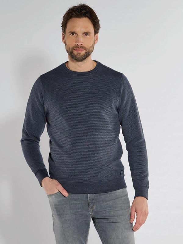 engbers Herren Langarm-Shirt uni Blau regular gestreift Rundhals von engbers