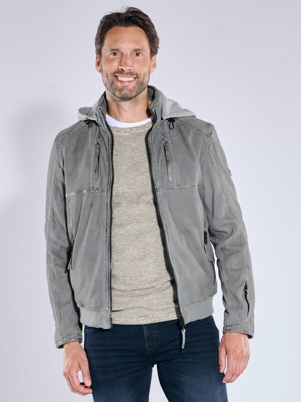 engbers Herren Lederjacke Blau regular uni Kapuze von engbers