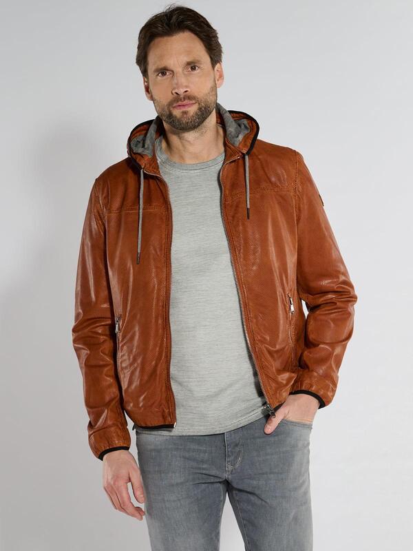 engbers Herren Lederjacke orange regular uni von engbers