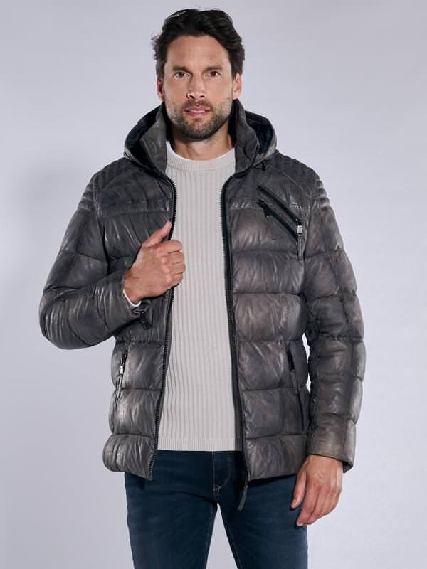 engbers Herren Lederjacke regular Grau uni von engbers