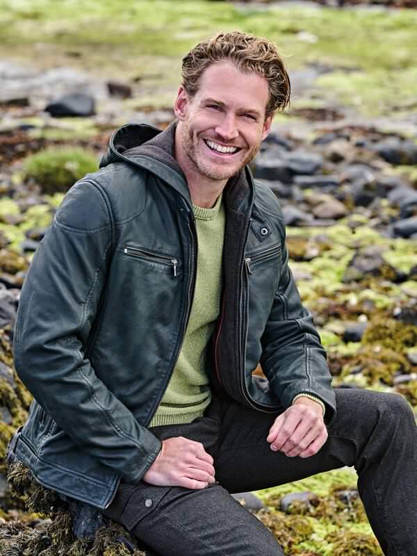 engbers Herren Lederjacke regular Grün uni von engbers