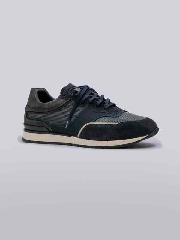 engbers Herren Ledersneaker sportiv Blau regular uni von engbers