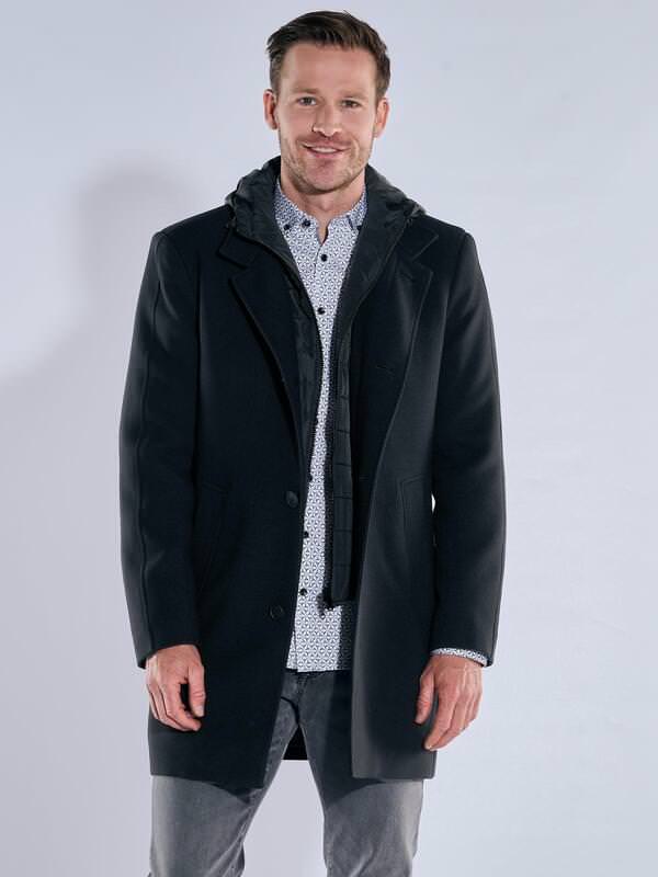engbers Herren Mantel Schwarz regular uni von engbers