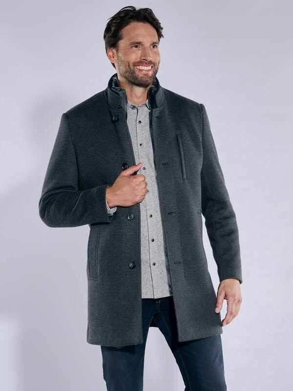 engbers Herren Mantel mit Inlet Schwarz regular gemustert von engbers