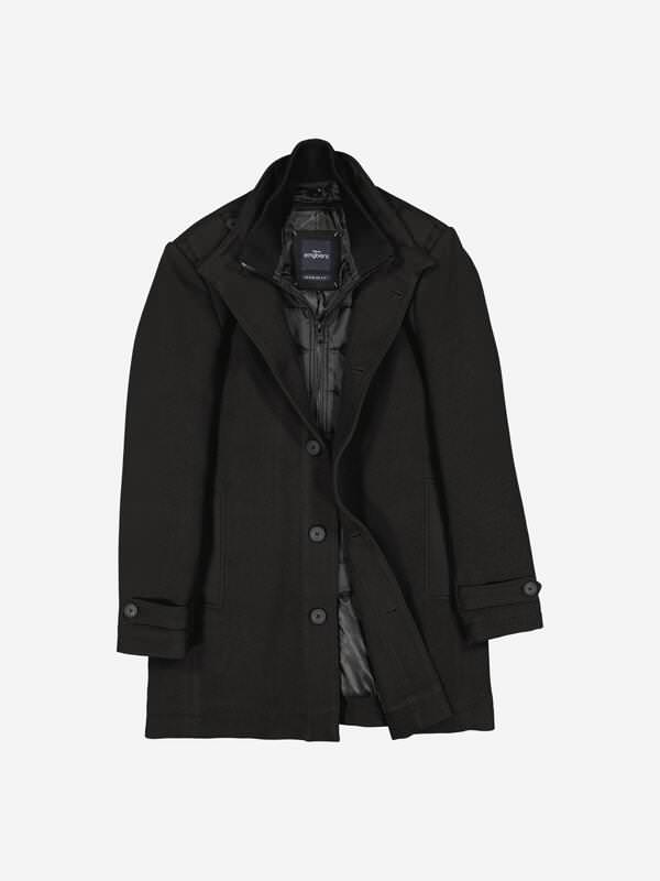 engbers Herren Mantel mit herausnehmbaren Inlet Schwarz regular uni von engbers