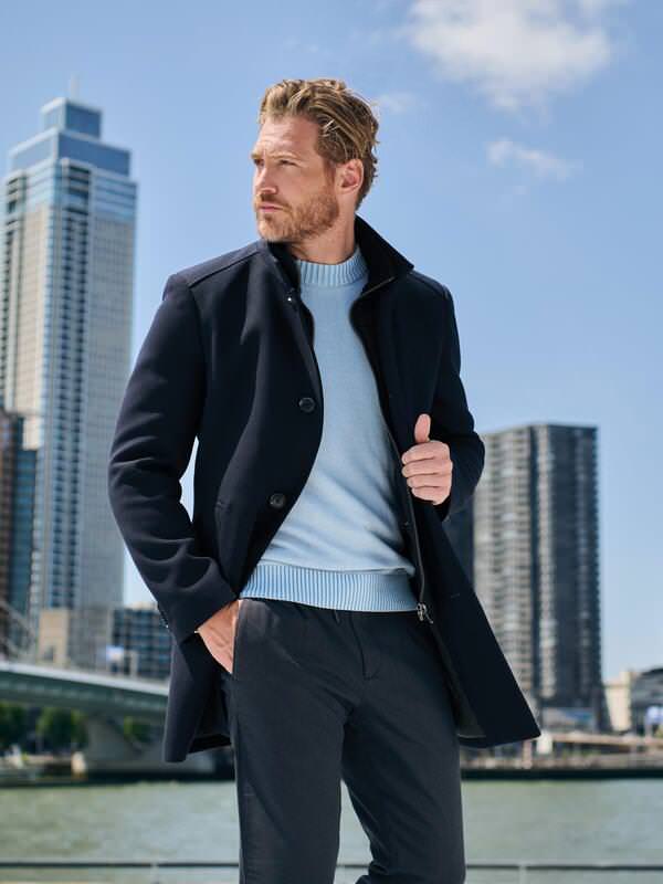 engbers Herren Mantel mit heraustrennbarem Inlet Blau regular uni von engbers