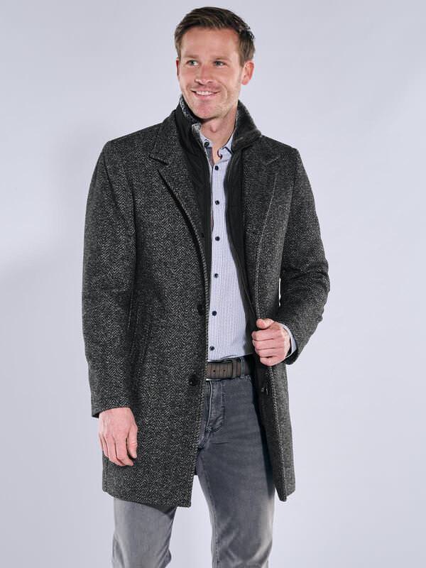 engbers Herren Mantel mit heraustrennbarem Inlet Grau regular gemustert von engbers