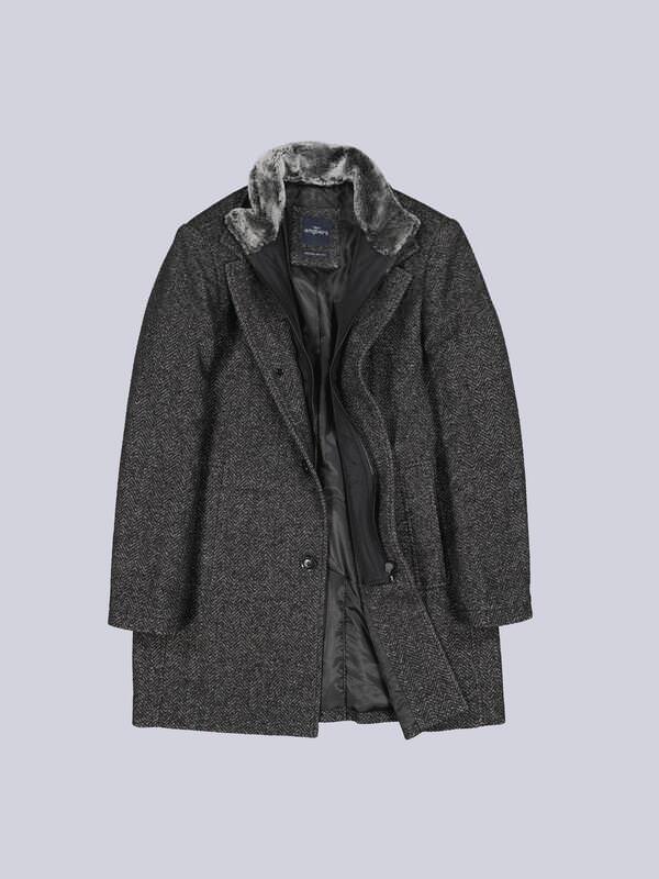 engbers Herren Mantel mit heraustrennbarem Inlet Grau regular gemustert von engbers