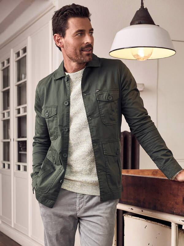 engbers Herren Overshirt Grün regular uni Kent-Kragen von engbers