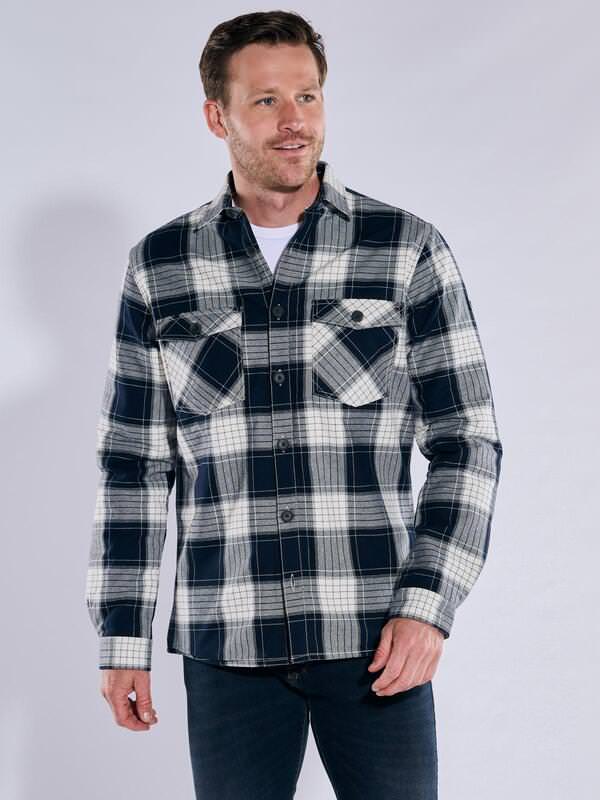 engbers Herren Overshirt kariert Blau regular Kent-Kragen von engbers