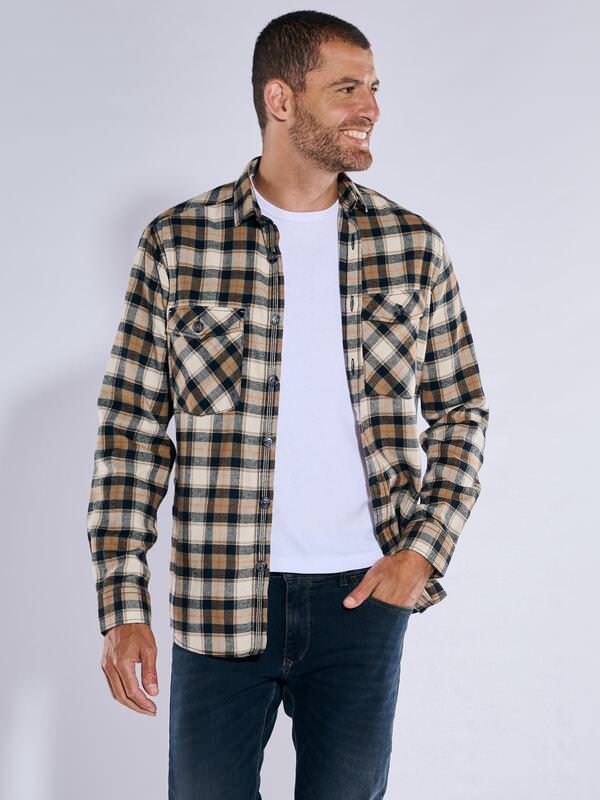 engbers Herren Overshirt kariert Braun regular Kent-Kragen von engbers