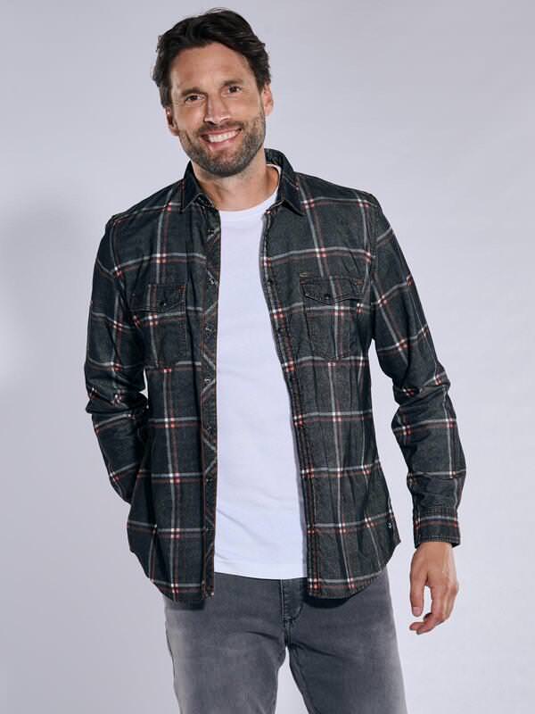 engbers Herren Overshirt kariert Grau regular Kent-Kragen von engbers