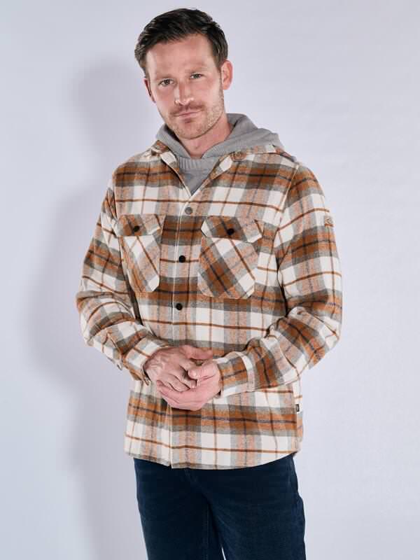 engbers Herren Overshirt kariert Orange regular Kent-Kragen von engbers