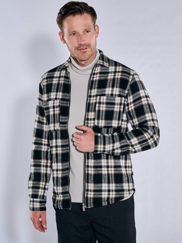 engbers Herren Overshirt kariert Schwarz regular Kent-Kragen von engbers