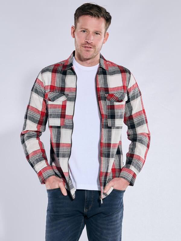 engbers Herren Overshirt kariert Rot regular Kent-Kragen von engbers