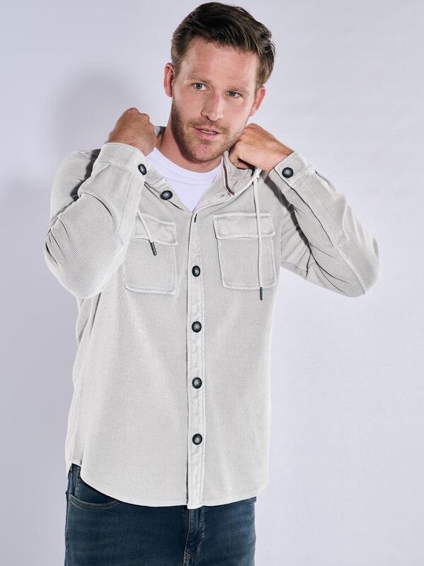 engbers Herren Overshirt regular Grau uni Knopfleiste von engbers