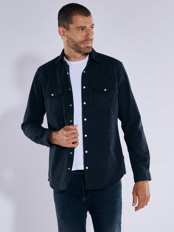 engbers Herren Overshirt uni Blau regular Kent-Kragen von engbers