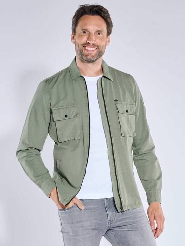 engbers Herren Overshirt uni Grün regular Kent-Kragen von engbers