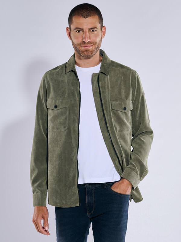 engbers Herren Overshirt uni Grün regular Kent-Kragen von engbers