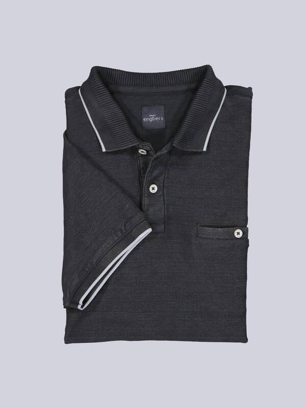engbers Herren Polo-Shirt gestreift Grau regular Knopfleiste engbers Herren Polo-Shirt gestreift Grau regular Knopfleiste von engbers