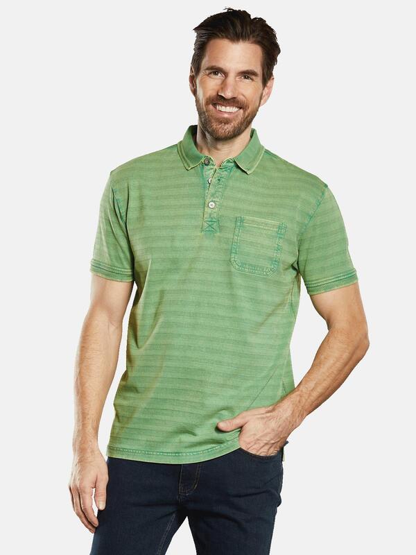 engbers Herren Polo-Shirt gestreift grün regular Knopfleiste von engbers
